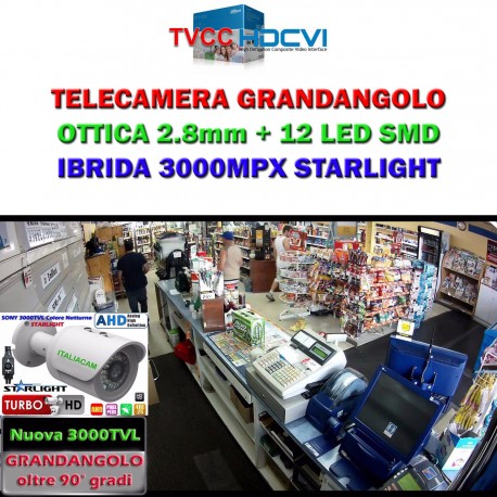 Telecamera Bullet Ibrida 4in1 "Analogica/Ahd/Hdcvi/Hdtvi" 720P 3.6mm Starlight SMD
